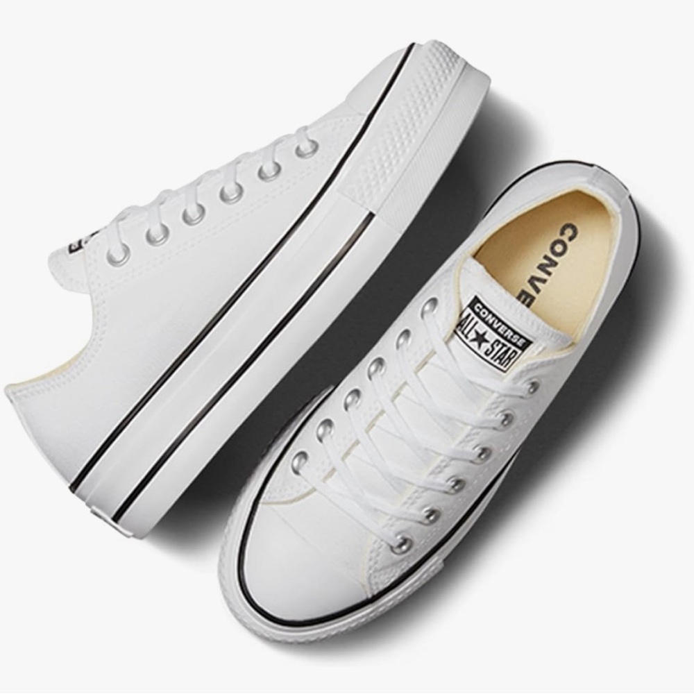Converse White Chuck Taylor All Star Low Top Platform Sneakers